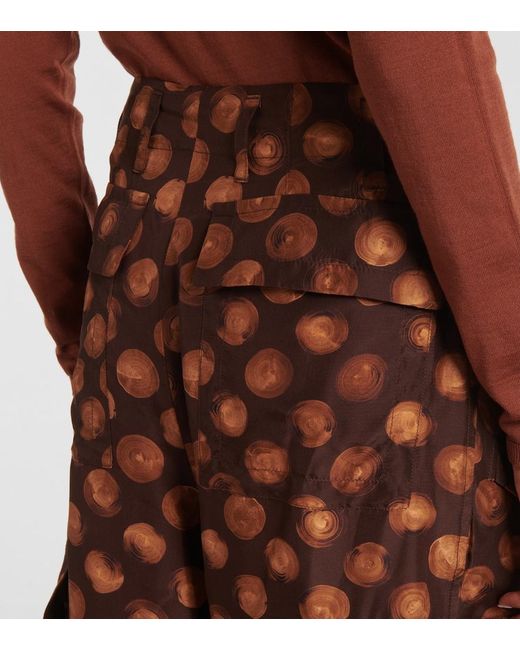 Dries Van Noten Red Printed Silk Cargo Pants