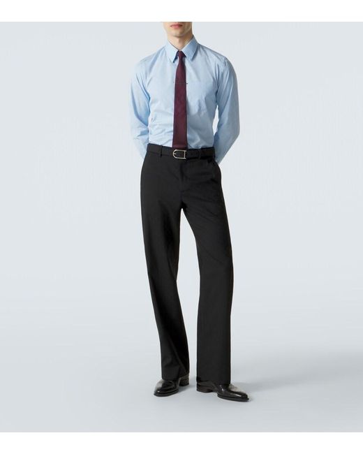 Gucci Blue Gg Cotton Poplin Shirt for men