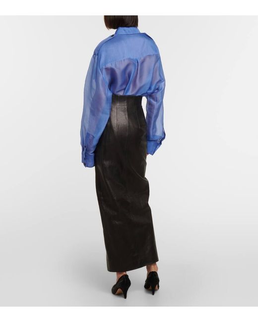 Khaite Black Ruddy High-rise Leather Maxi Skirt