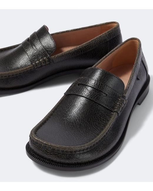 Loewe Black Campo Leather Penny Loafers for men