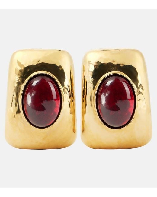 Orecchini A Clip Con Decorazioni di Saint Laurent in Metallic