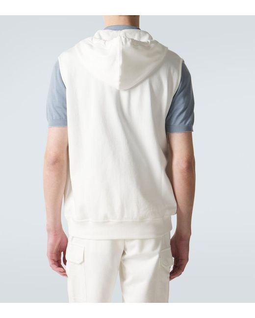 Brunello Cucinelli White Cotton-Blend Hoodie for men