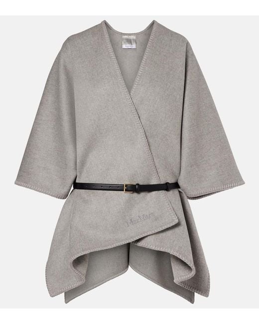 Max Mara Gray Virgin Wool Cape