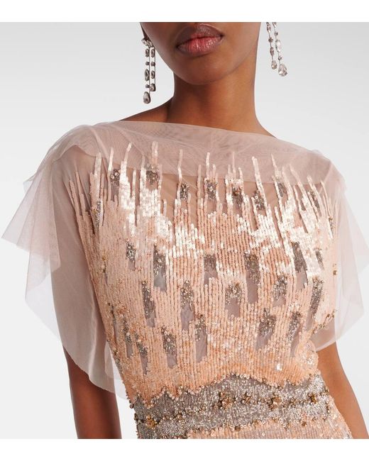 Jenny Packham Pink Bonnie Embellished Gown