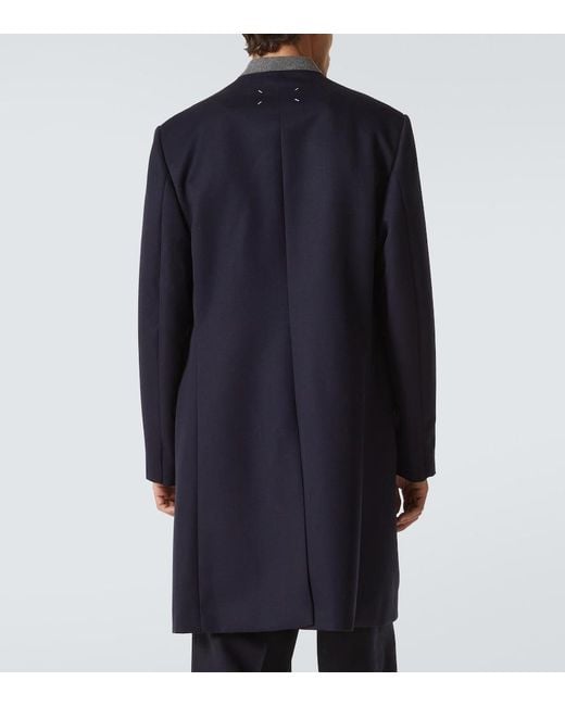 Maison Margiela Blue Wool Coat for men