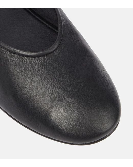 The Row Black Leather Ballet Flats