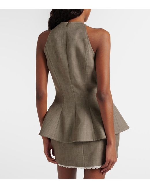 Magda Butrym Gray Asymmetric Peplum Wool Top