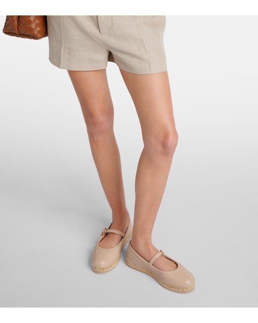 Gianvito Rossi Natural Espadrilles aus Leder und Raffiabast