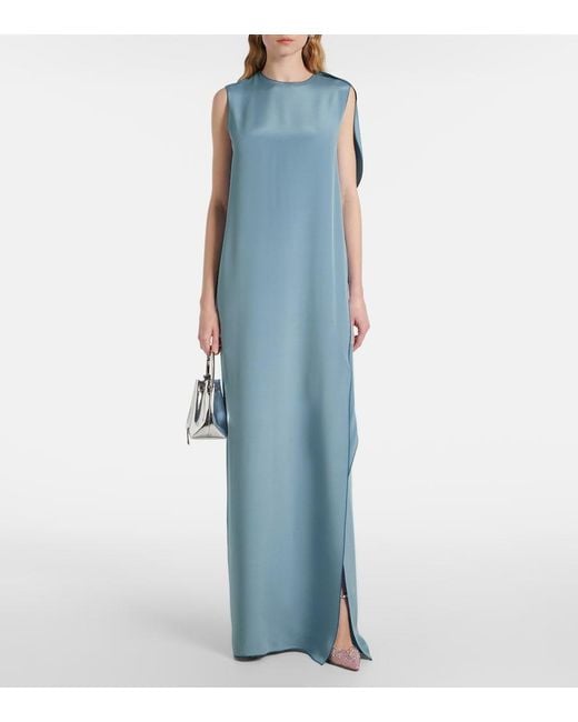 Max Mara Blue Elegante Odessa Silk Maxi Dress