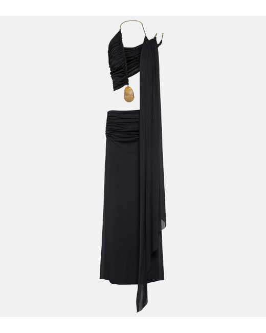 Christopher Esber Black Embellished Jersey Maxi Dress