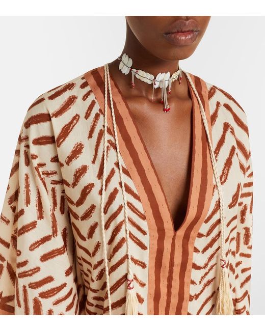 Johanna Ortiz White Printed Cotton Kaftan