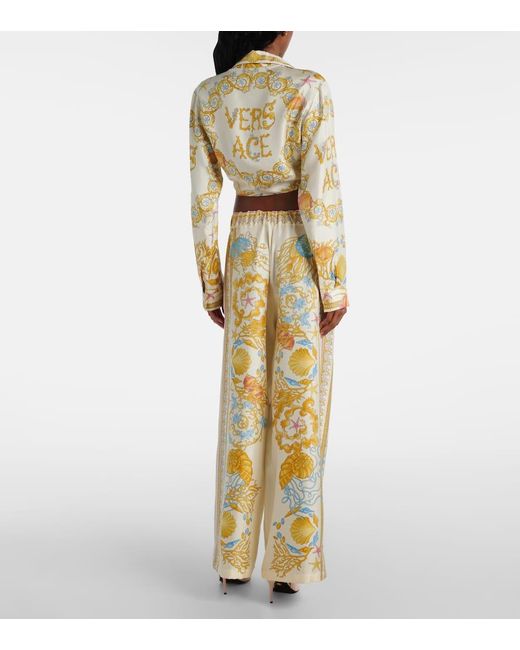 Versace Metallic Short Shirt With "Underwater Barocco" Print