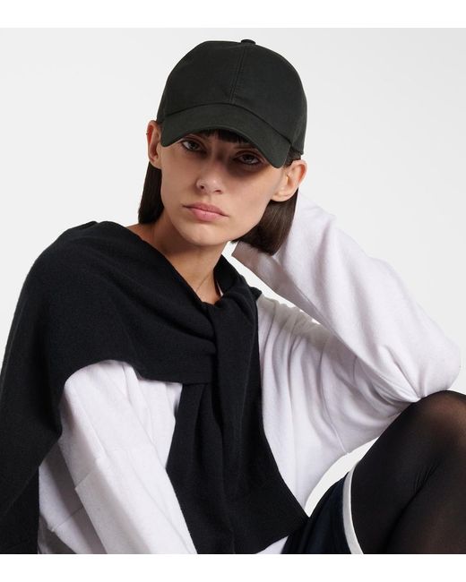 The Row Black Caspian Cotton Canvas Baseball Cap