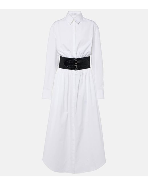 Alaïa White Cotton Poplin Shirt Dress