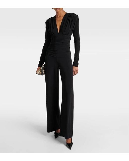 Norma Kamali Black Ruched Jersey Jumpsuit