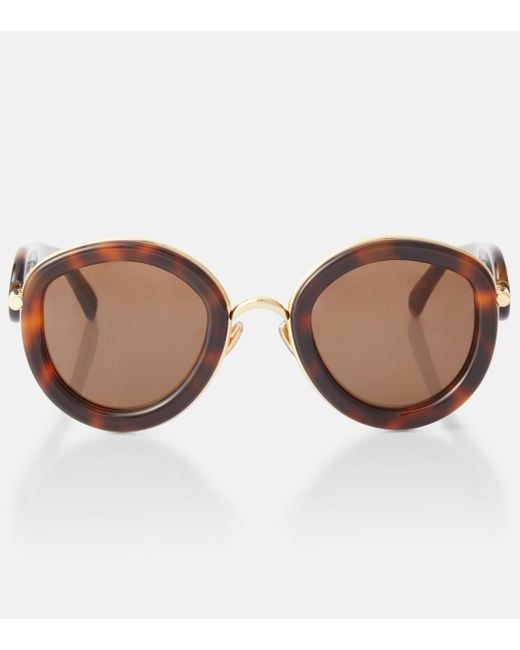 Loewe Brown Metal Daisy Round Sunglasses