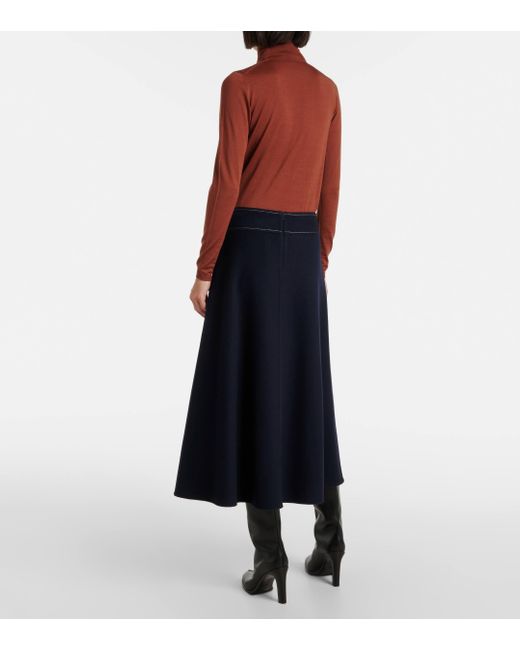 Max Mara Blue Nevada Wool Midi Skirt