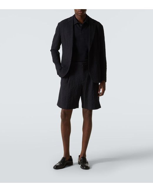 Giorgio Armani Black Cotton-Blend Polo Shirt for men
