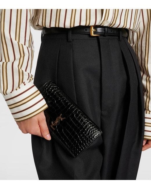 Saint Laurent White Smartphone-Etui Cassandre Mini Aus Leder