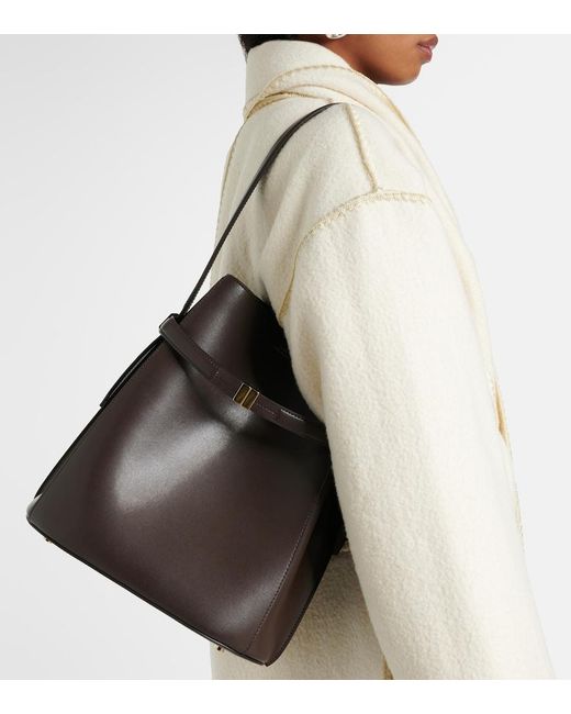 Totême Black Leather Bucket Bag
