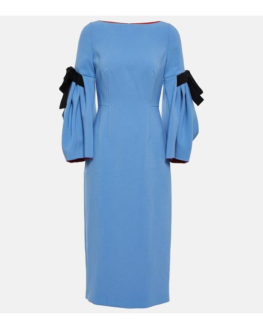 Roksanda Blue Venturi Bow-embellished Crepe Midi Dress