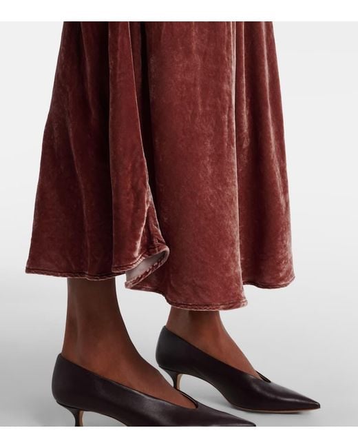 Velvet Red Midirock Felicity Aus Samt