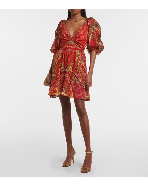Camilla Red Printed Silk Minidress