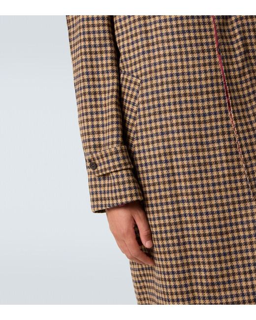 Rubinacci Brown Houndstooth Virgin Wool Coat for men