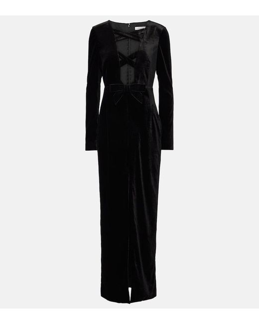 Alessandra Rich Black Velvet Maxi Dress