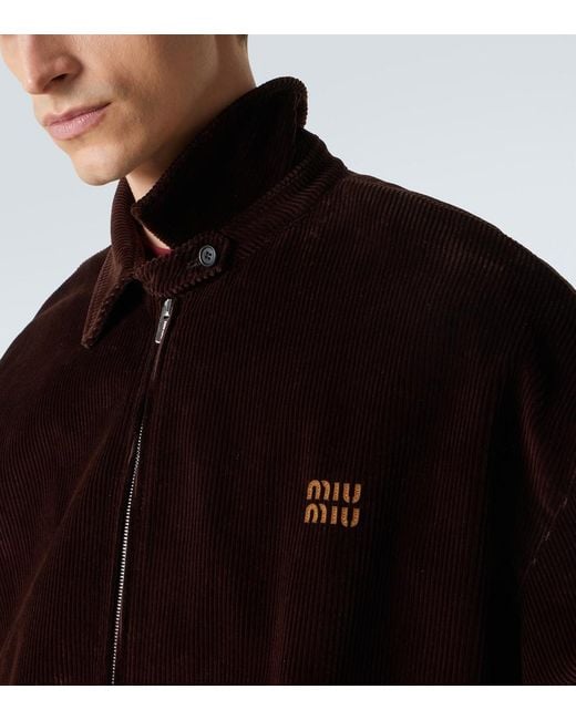 Miu Miu Black Cotton Corduroy Blouson Jacket for men