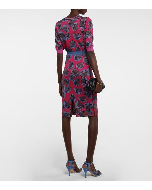 Diane von Furstenberg Purple Hazel Jacquard Knit Midi Skirt