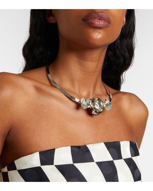 Jennifer Behr Metallic Rosalba Floral-Applique Necklace