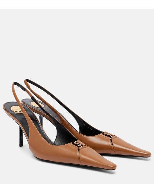 Saint Laurent Brown Babylone Breteuil Leather Slingback Pumps
