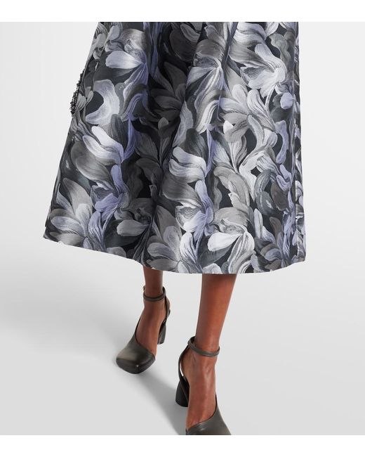 Dries Van Noten Black Jacquard Midi Skirt