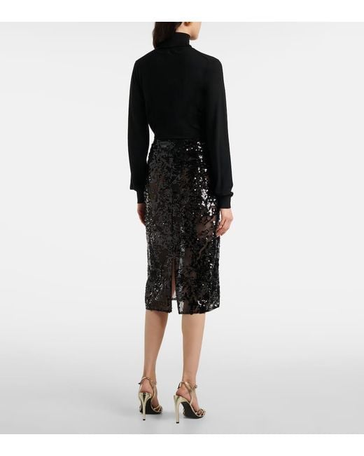 Jupe Midi A Sequins Victoria Beckham en coloris Black