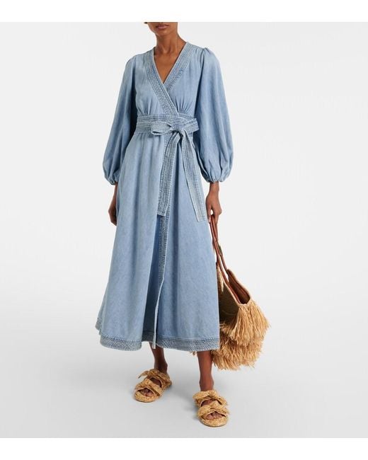 Zimmermann Blue Indra Denim Wrap Dress