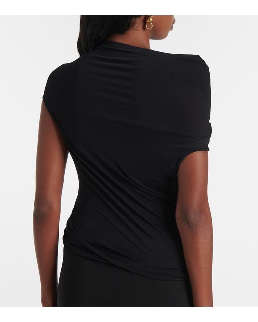 Rick Owens Black Draped Jersey Minidress