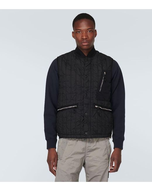 Stone Island Black Compass Quilted Vest for men