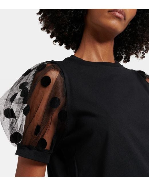 Nina Ricci Black Polka Dot Tulle And Jersey T-Shirt