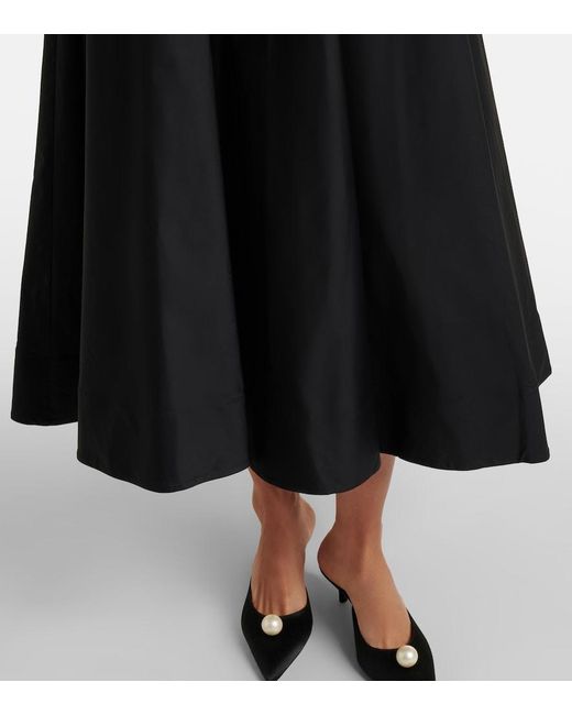 Self-Portrait Black Belted Peplum Taffeta Midi Dress