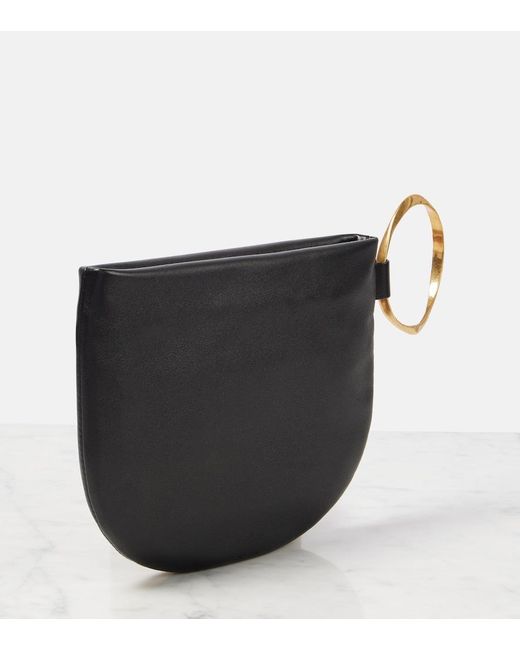 The Row Black Geo Leather Clutch