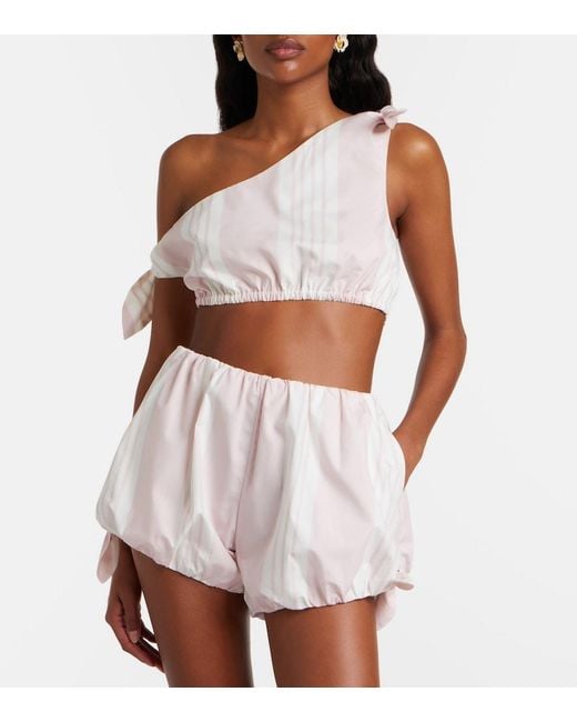 Posse Pink Rosie Asymmetric Striped Cotton Crop Top