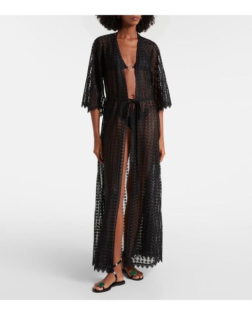 Melissa Odabash Black Talitha Semi-Sheer Kaftan