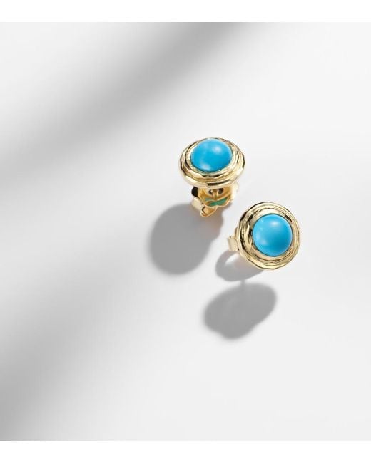 Octavia Elizabeth Blue Coral Beach 18Kt Earrings With Turquoises
