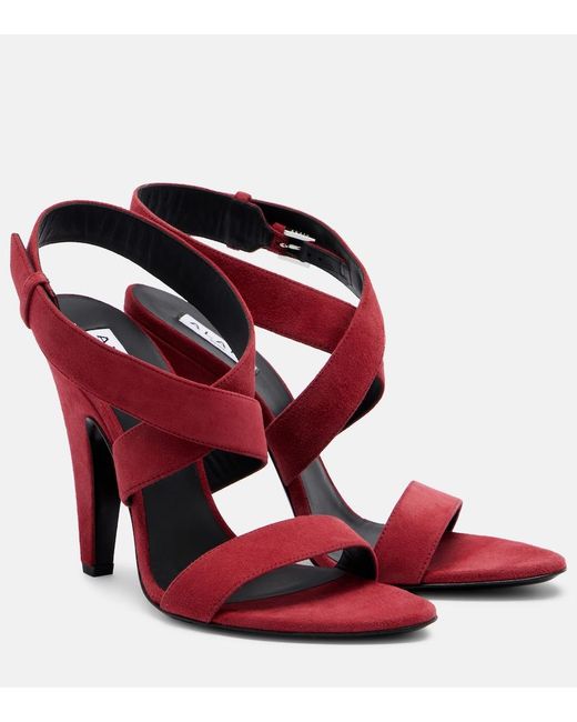 Alaïa Red Cone Suede Slingback Sandals