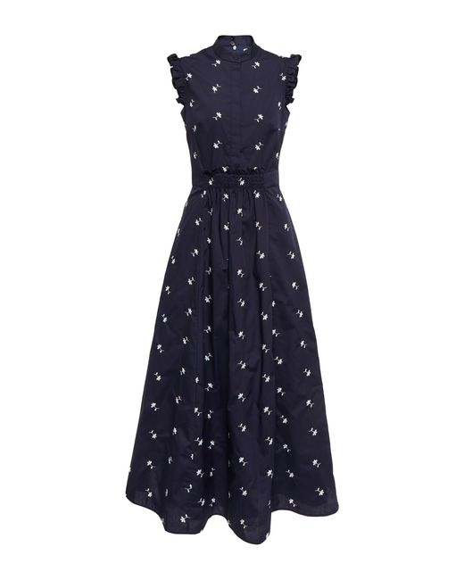 Erdem Synthetic Evie Floral Embroidered Midi Dress in Navy/White (Blue) | Lyst