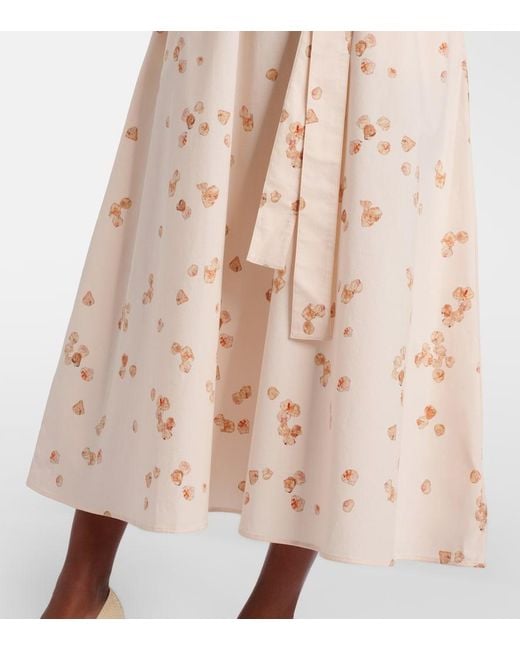 Altuzarra Natural Paulina Floral Belted Cotton-Blend Midi Dress