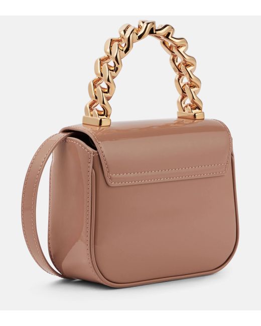 Versace Brown La Medusa Mini Patent Leather Tote Bag