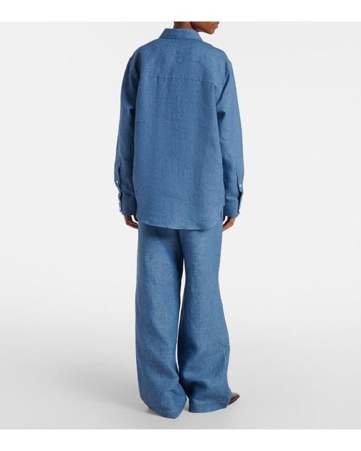Rohe Blue Linen Wide-Leg Pants