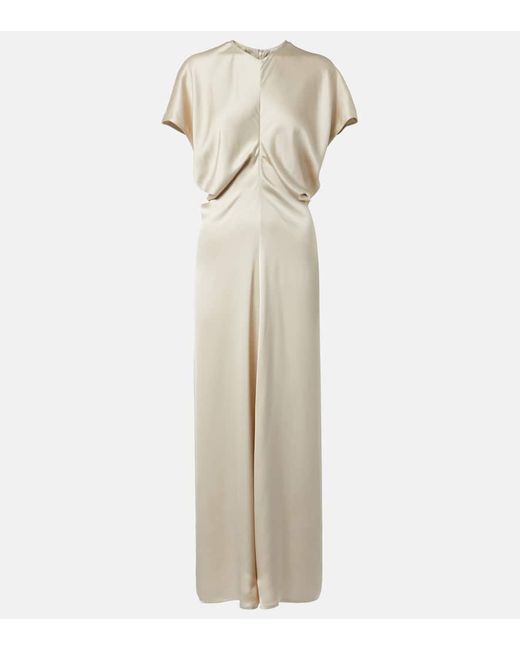 Totême  Natural Bridal Slouch Draped Satin Maxi Dress